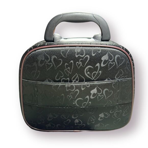 Overnight Bag Air Travel‎ Carry-on Luggage Heart Jacquard and Brown Croc Piping - Picture 3 of 9